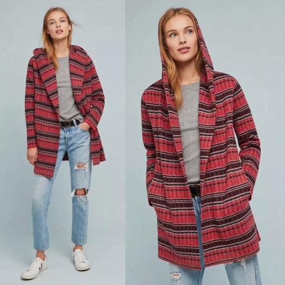 Anthro Field & Flower Wool Hooded Sweater Jacket - Picture 1 of 6